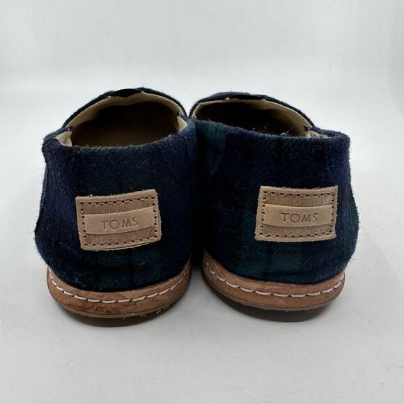 TOMS Spruce Tartan Plaid Felt WMNS Classic Flats Navy/Green US 8 Loafers Slip On - Picture 6 of 9